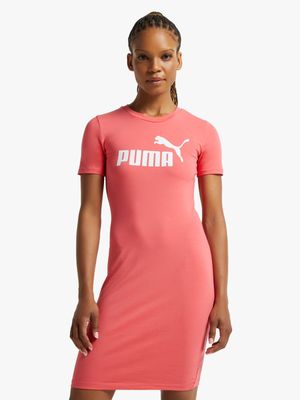 Womens Puma Essential Pink Slim T-Shirt Dress