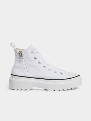Junior Grade-School Converse All Star Lugged Lift Platform White Sneakers