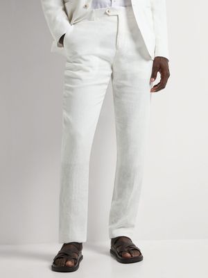 Fabiani Men's Collezione Linen White Trousers