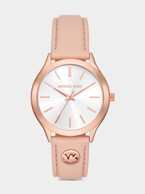 Michael Kors Slim Runway Rose Plated Blush Leather Watch