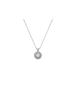 Sterling Silver Cubic Zirconia Round Double Halo Pendant