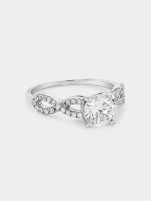 Sterling Silver Cubic Zirconia Solitaire Infinity Ring