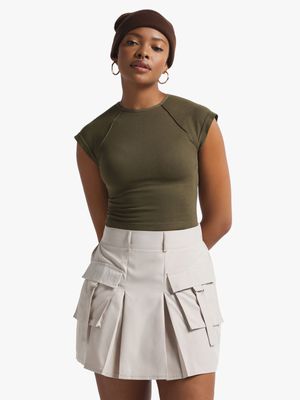 Women's Stone Pleated Mini Skirt