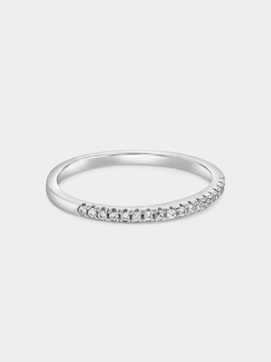 Sterling Silver Cubic Zirconia Pavé Anniversary Ring