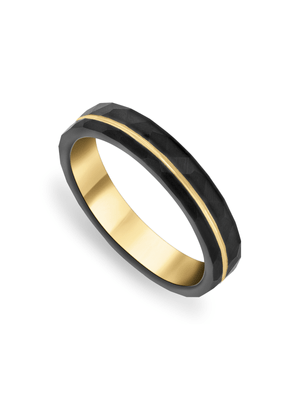 Tungsten Black & Gold Tone Textured Skinny Men's Ring