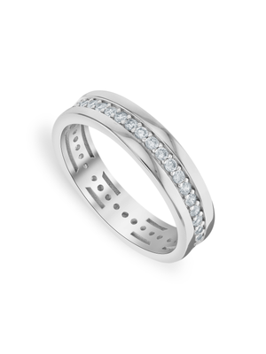 Sterling Silver Channel Cubic Zirconia Men's Ring
