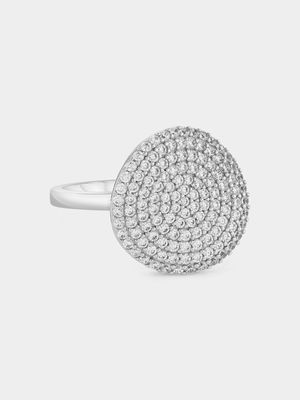 Sterling Silver Cubic Zirconia Pavé Round Ring