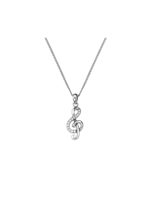 Sterling Silver & Cubic Zirconia Music Note Pendant
