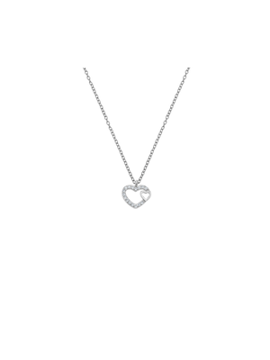 Miss Swiss Sterling Silver Cubic Zirconia Open Double Heart Pendant Necklace