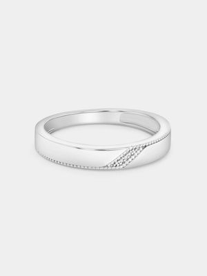 Sterling Silver Diamond Diagonal Pavé Ring