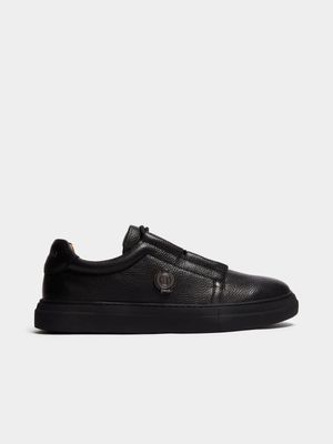 Fabiani Men's Leather Jewel Black Court Sneakers