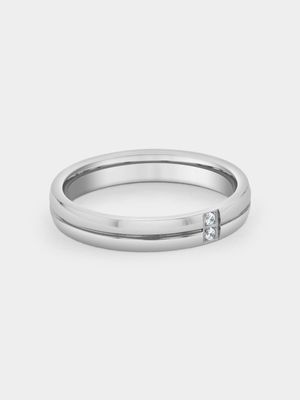 Stainless Steel Cubic Zirconia Men's Skinny Ring