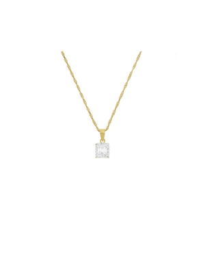 Yellow Gold & Sterling Silver, Square Cubic Zirconia Halo on a Chain