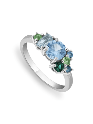 Sterling Silver Cubic Zirconia Women’s Peacock Scatter Ring