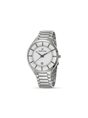 Daniel Klein Men's White Dial & Silver Toned Bracelet Watch