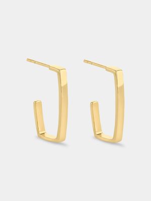 18ct Yellow Gold Plated Rectangle Open Hoop Earrings