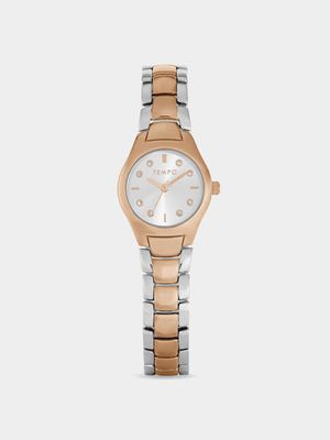Tempo Woman's Rose and Silver Two-Toned Watch