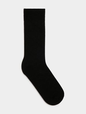 Fabiani Men's Textured Daimond Black Anklet Socks