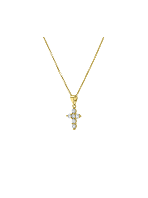 CZ Roman Cross Brass Pendant on Chain