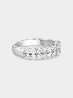 White Gold 1ct Lab Grown Diamond Double Row Ring