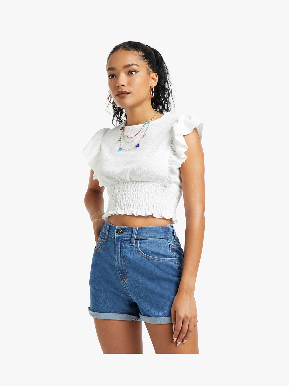 Albi White Frill Sleeveless Top