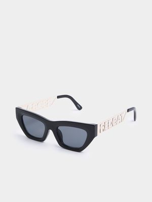 Redbat Unisex Branded Watfarer Black/Gold Sunglasses