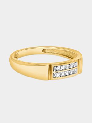 Yellow Gold Diamond Double Channel Ring