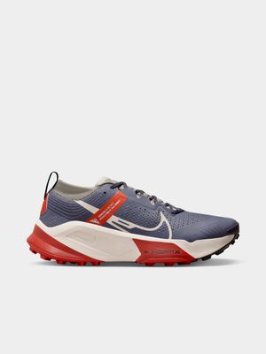 Mens Nike ZoomX Zegama Grey/Red Trail Running Shoes