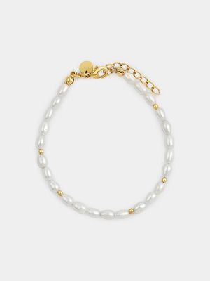Rose Gold Plated Pearl Women’s Mini Ball Bracelet