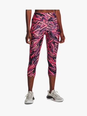 Womens Under Armour All Over Print Pink Ankle Tights