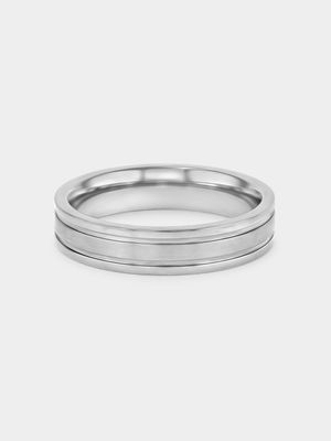 Stainless Steel Brushed Grooved Edges Ring