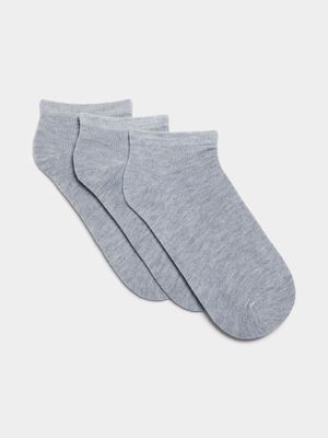 Jet Women's 3 Pack Grey Lowcut Socks