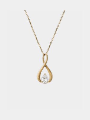 Yellow Gold,  Infinity Pear Shape Pendant on  Chain