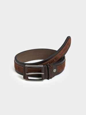 Collezione Brown Leather and Suede Belt