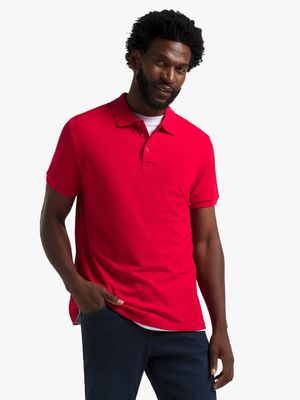 Jet Men's Red Basic Golfer Shirt