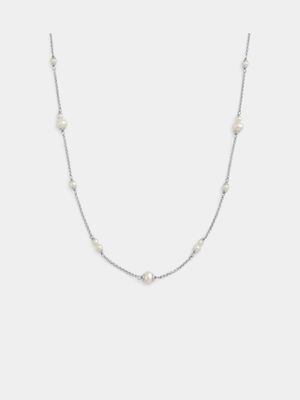 Cheté Sterling Silver Freshwater Pearl Station Necklace