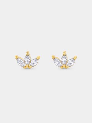 Rose Gold Plated Cubic Zirconia Women’s Marquise Trio Stud Earrings