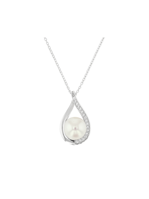 Sterling Silver & Cubic Zirconia Freshwater Pearl Pendant