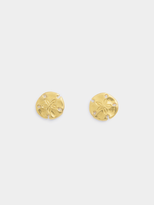 18ct Gold Plated Sand Dollar Stud Earrings