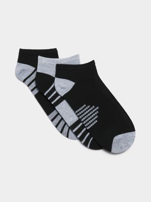 Jet Men's 3 Pack Navy/Grey Lowcut Socks
