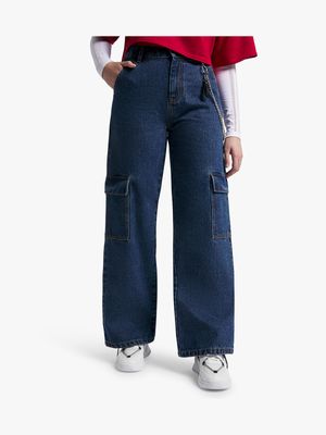 Women's Dark Wash Carpenter Utility Jeans