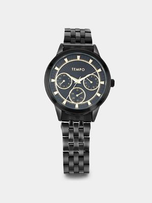 Tempo Black Plated Multi Dial Bracelet Watch