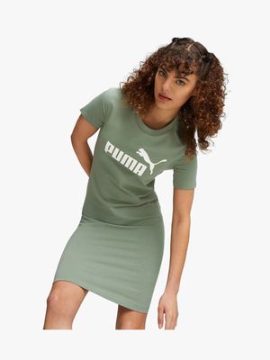 Womens Puma Essential Green Slim Tee Dress