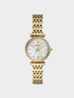 Fossil Ladies Carlie Gold Tone Bracelet Watch