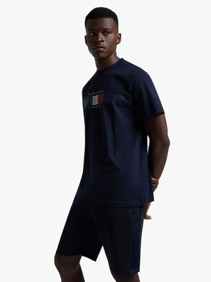 Fabiani Men's Taped Premium Navy Knit Shorts