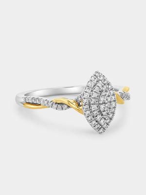 Yellow Gold & Sterling Silver Lab Grown Diamond Marquise Twist Ring