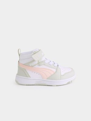 Kids Puma Rebound Lay Up White/Pink/Grey Sneaker
