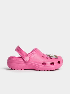 Jet Younger Girls Pink Teddy Lined Shoe
