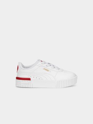 Junior Infant Puma Carina 2.0 White/Red Sneaker