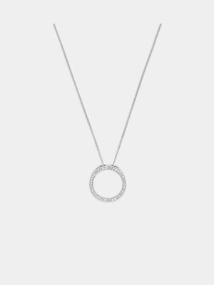 Sterling Silver Lab Grown Diamond Women’s Circle Pendant